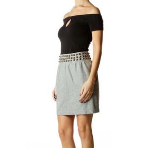 UO Urban Outfitters Silence + Noise Studded Embellished Grey Wool Blend Skirt